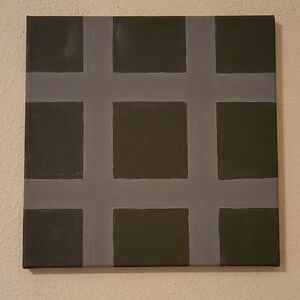 Modern Abstract Olive Green Gray Acrylic Painting Canvas 12x12 Custom Wall Art